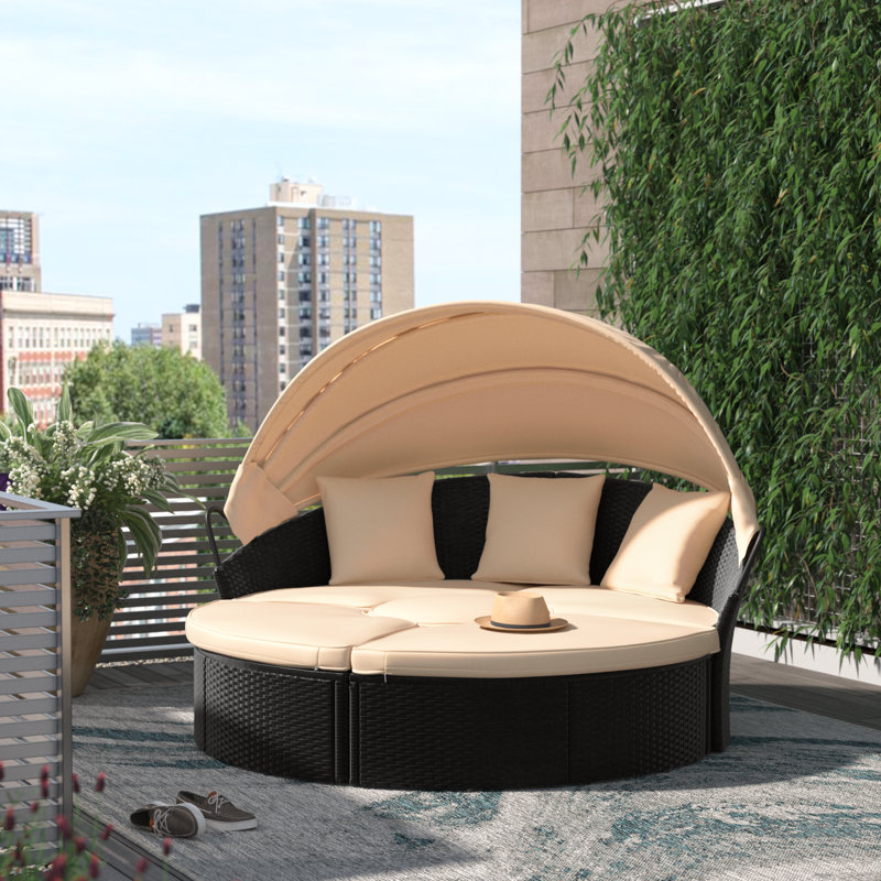 Wade Logan Antashia 70 Wide Outdoor Patio Daybed with Cushions Reviews Wayfair